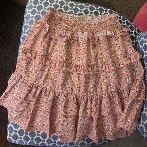Pink Floral Nasty Gal Ruffle Skirt